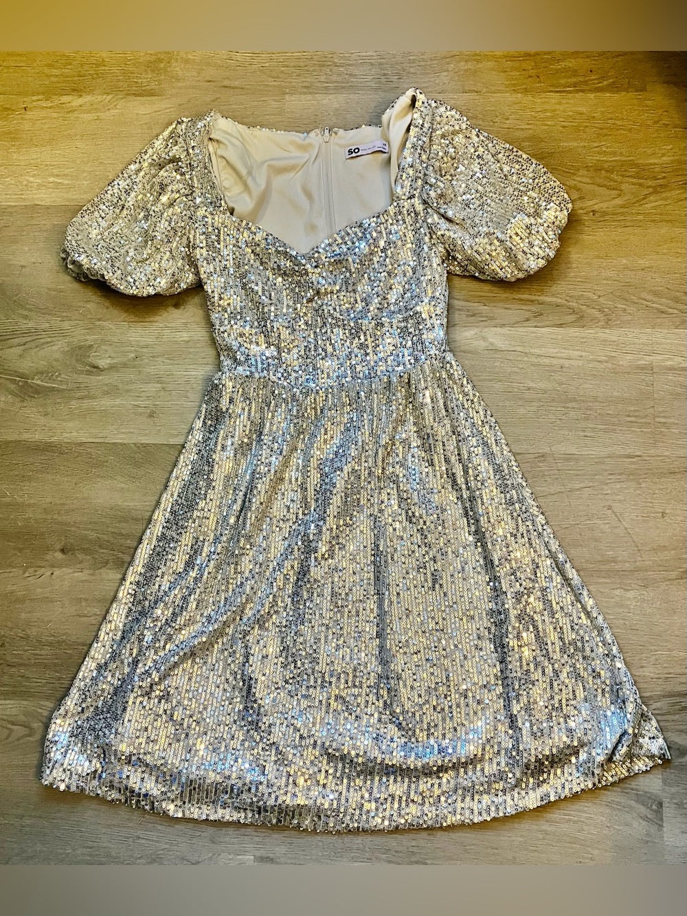 Juniors Size XS SO Girls Sequin Party Dress - Silver